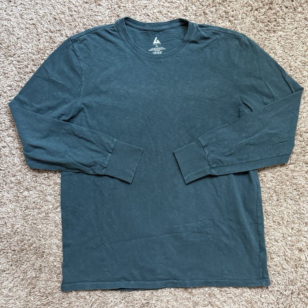 American Giant Basic Blank LongSleeve T-Shirt Made In USA Teal Green Men Size XL